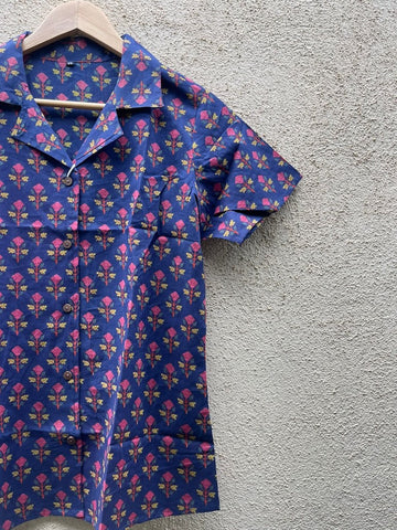 Floral Print Half Sleeve Cotton Shirt for Women