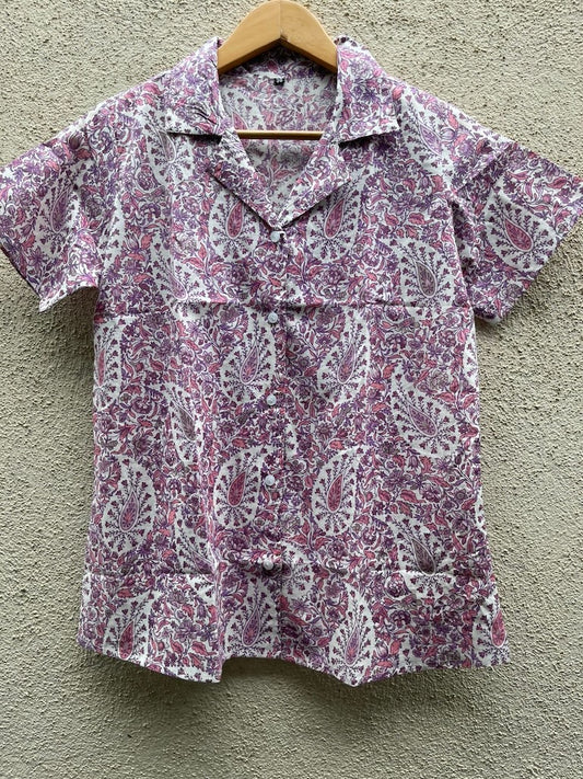 Kalamkari Print Half Sleeve Cotton Shirt for Women