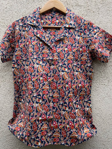 Quirky Print Half Sleeve Cotton Shirt for Women