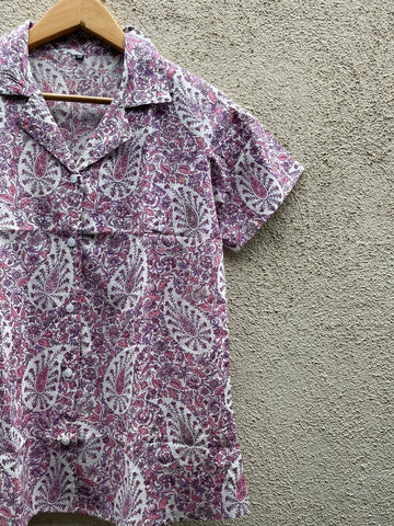 Kalamkari Print Half Sleeve Cotton Shirt for Women
