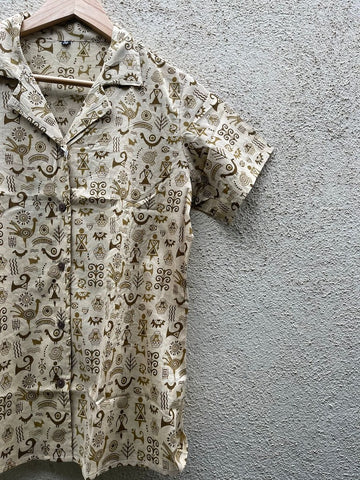 Tribal Print Half Sleeve Cotton Shirt for Women