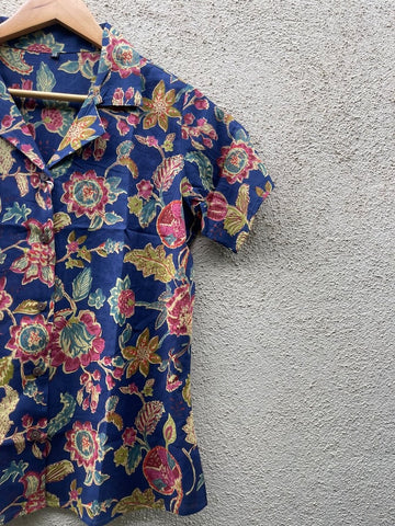 Floral Print Half Sleeve Cotton Shirt for Women
