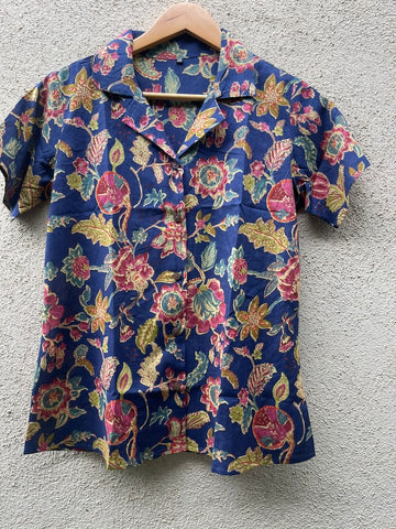 Floral Print Half Sleeve Cotton Shirt for Women