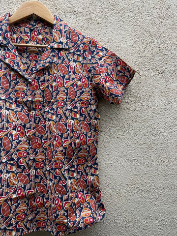 Quirky Print Half Sleeve Cotton Shirt for Women
