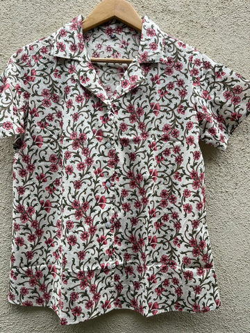 Sanganeri Print Half Sleeve Shirt for Women