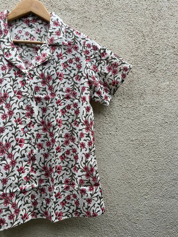 Sanganeri Print Half Sleeve Shirt for Women