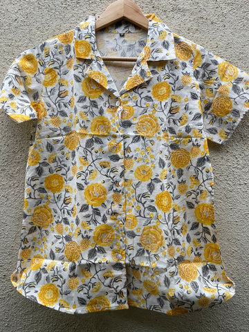 Floral Print Half Sleeve Cotton Shirt for Women