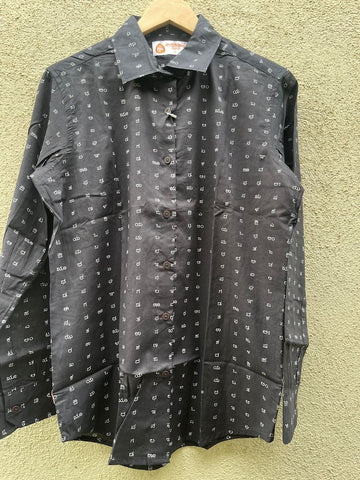 Kannada Alphabet Full Sleeves Classic Shirt for Women - BLACK