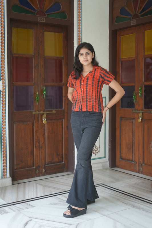 Bagru Block Printed Cotton Short- Shirt Pattern Tops