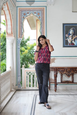 Bagru Block Printed Cotton Short- Shirt Pattern Tops