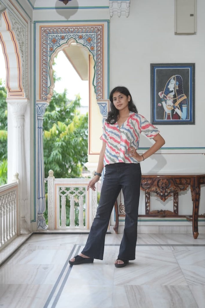 Bagru Block Printed Cotton Short- Shirt Pattern Tops