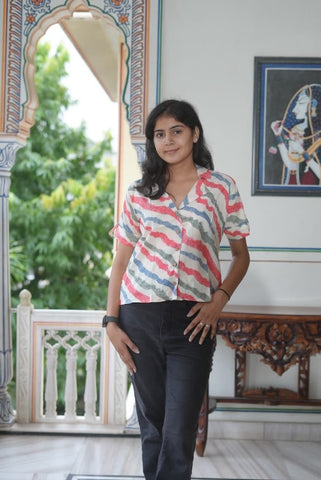 Bagru Block Printed Cotton Short- Shirt Pattern Tops