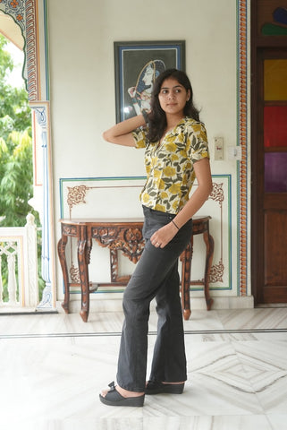 Bagru Block Printed Cotton Short- Shirt Pattern Tops