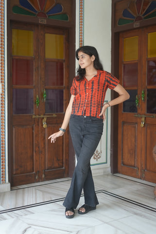 Bagru Block Printed Cotton Short- Shirt Pattern Tops