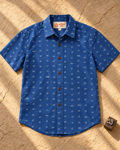 Classic Kannada Alphabet Half Sleeve Shirt for Women