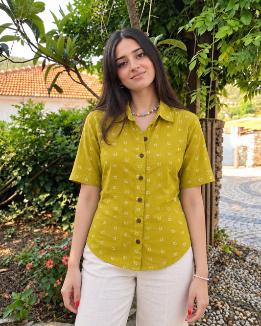 Classic Kannada Alphabet Half Sleeve Shirt for Women