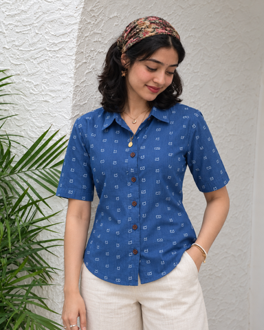 Classic Kannada Alphabet Half Sleeve Shirt for Women