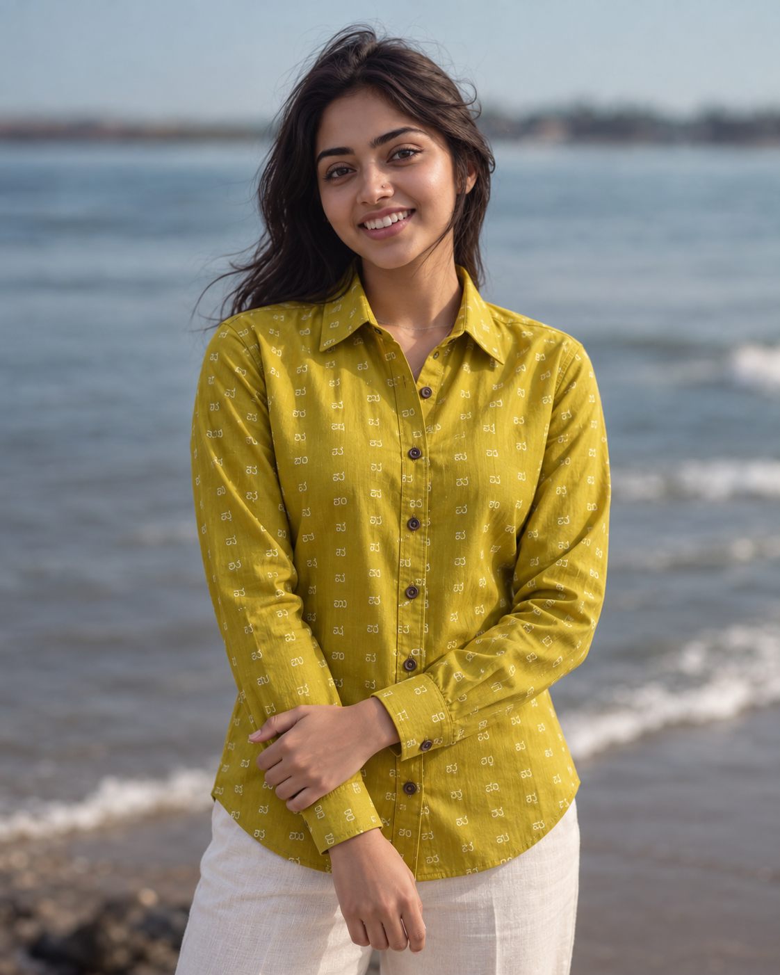 Kannada Alphabet Full Sleeves Classic Shirt for Women