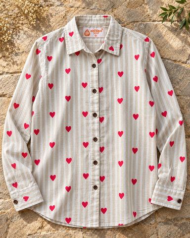 Women Conversational Striped Cotton Causal Shirt