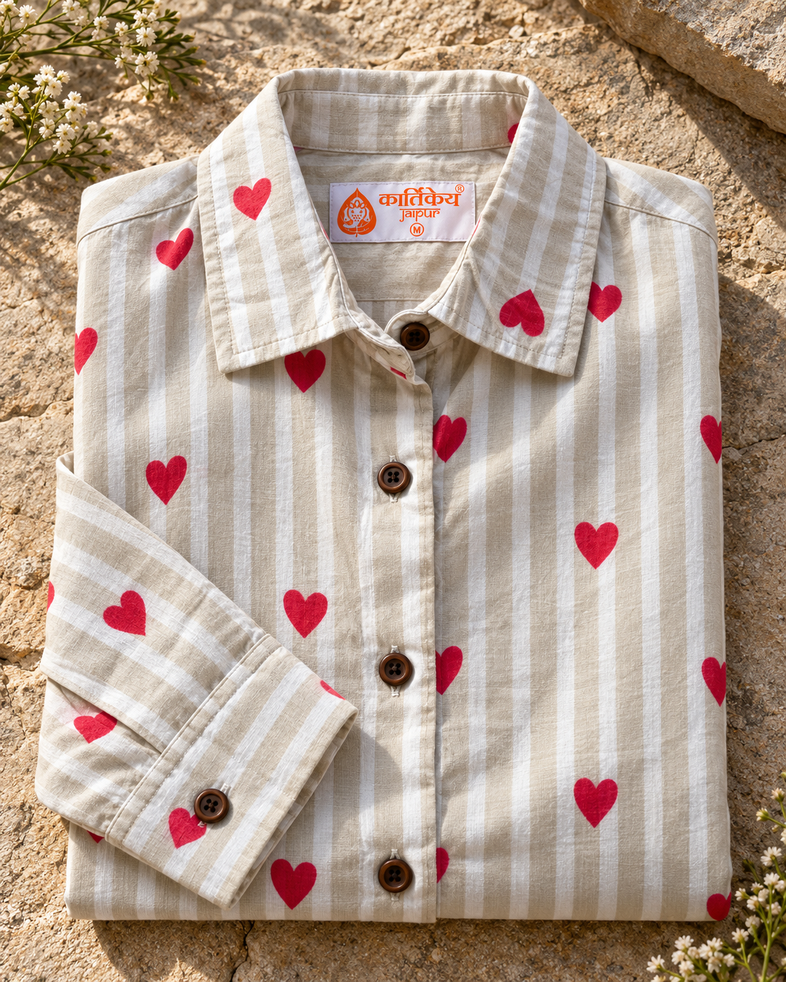 Women Conversational Striped Cotton Causal Shirt