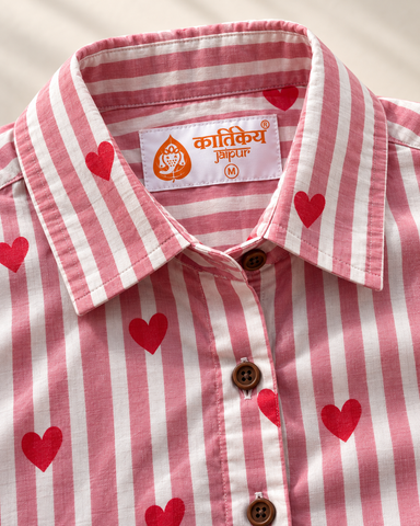 Women Conversational Striped Cotton Causal Shirt