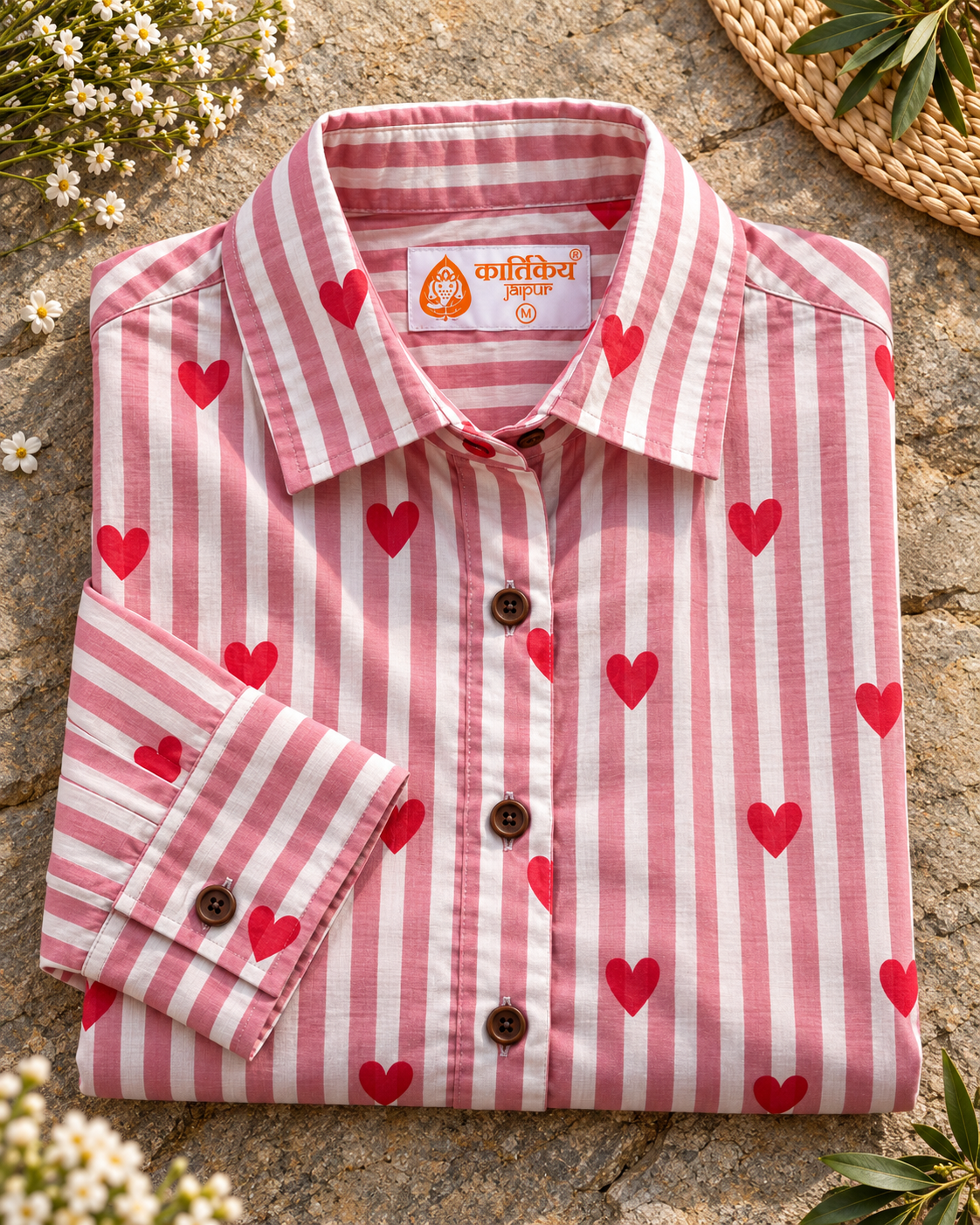 Women Conversational Striped Cotton Causal Shirt