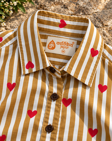 Women Conversational Striped Cotton Causal Shirt