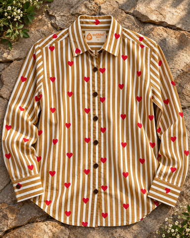 Women Conversational Striped Cotton Causal Shirt