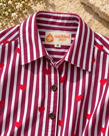 Women Conversational Striped Cotton Causal Shirt