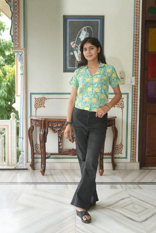 Floral Print Plus Size Cotton Shirt For Women
