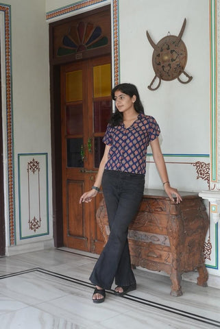 Classic Block Print Plus Size Cotton Shirt For Women