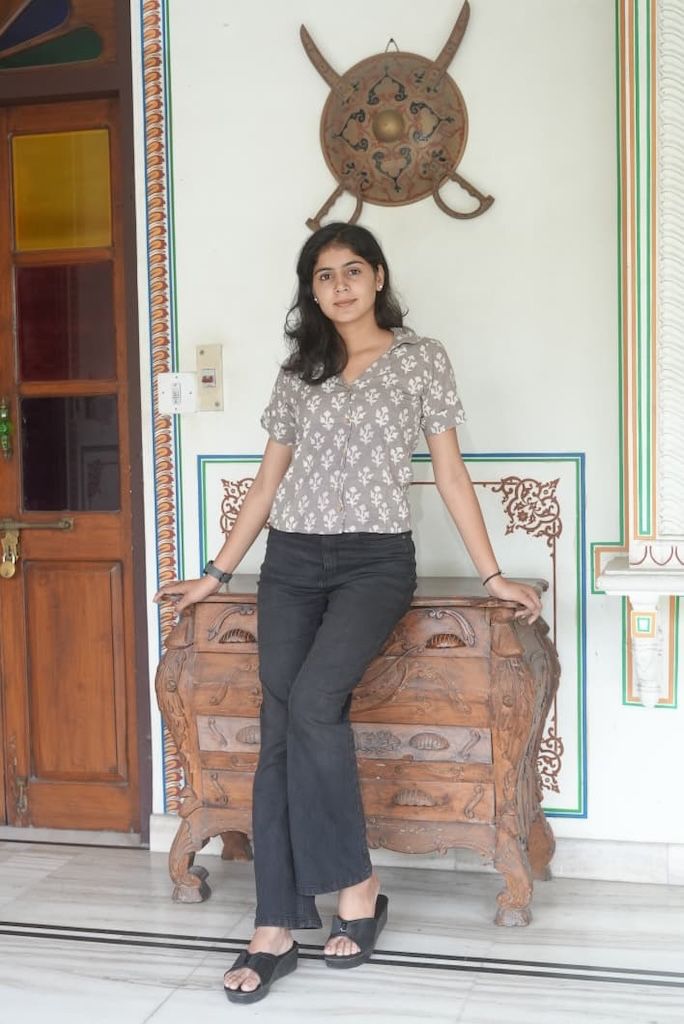 Classic Block Print Plus Size Cotton Shirt For Women