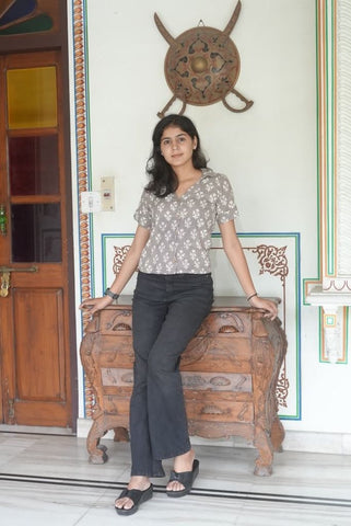 Classic Block Print Plus Size Cotton Shirt For Women