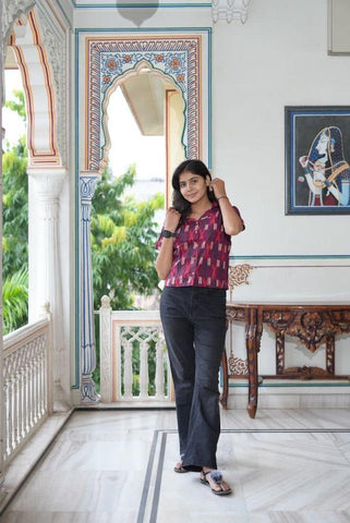 Traditional Bagru Print Plus Size Cotton Shirt For Women