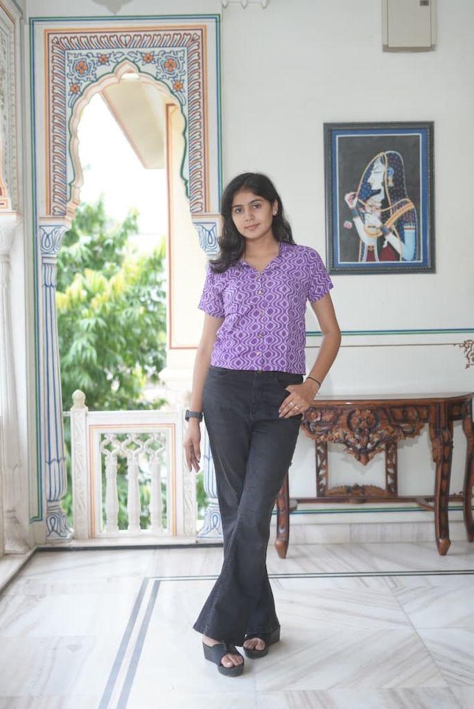 Block Printed Plus Size Cotton Shirt For Women