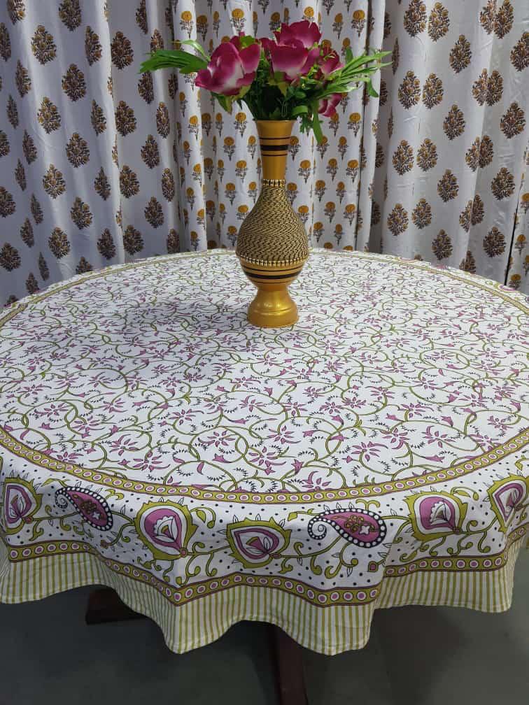 Printed Round Table Cover for 6 Seater