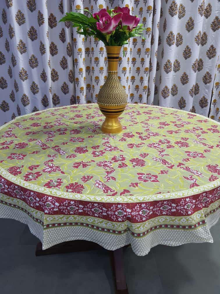 Printed Round Table Cover for 6 Seater