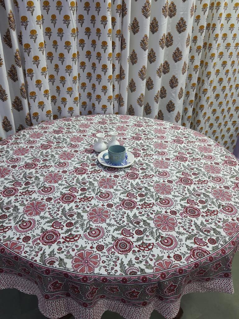 Printed Round Table Cover for 6 Seater