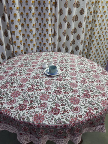 Printed Round Table Cover for 6 Seater