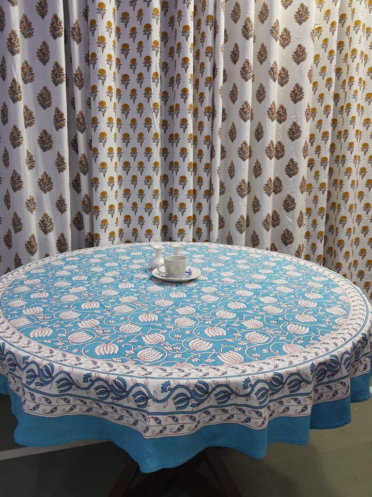 Printed Round Table Cover for 6 Seater