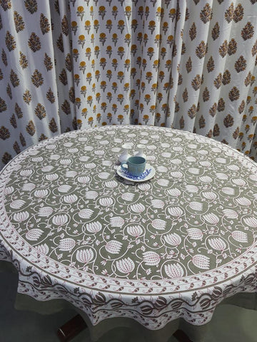 Printed Round Table Cover for 6 Seater