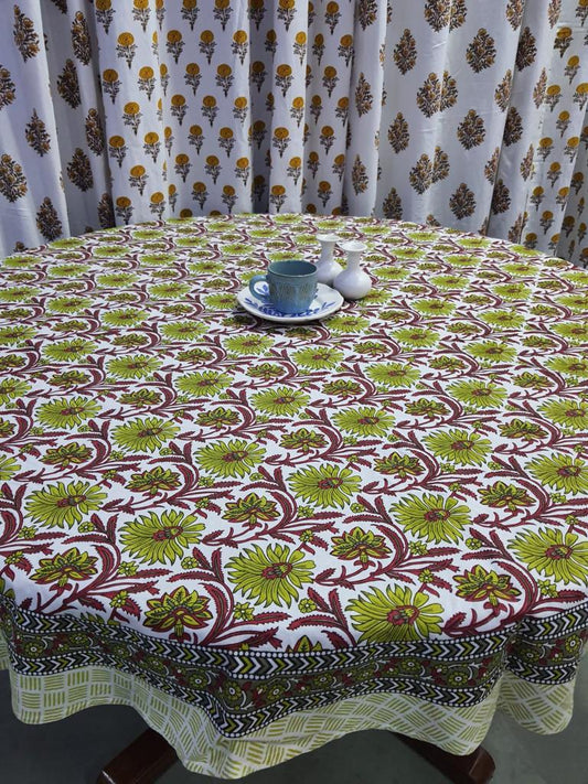 Printed Round Table Cover for 6 Seater