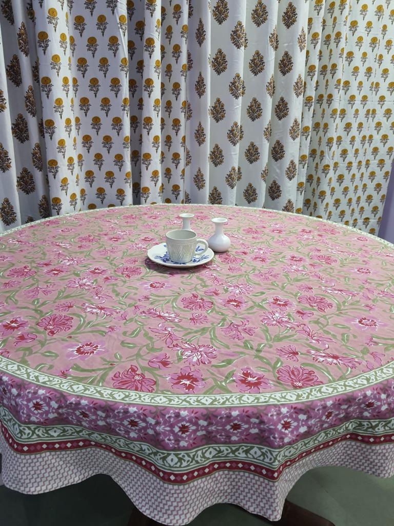 Printed Round Table Cover for 6 Seater