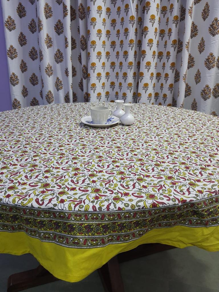 Printed Round Table Cover for 6 Seater