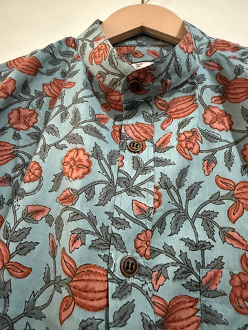 Bold Floral Print Cotton Shirt for Men