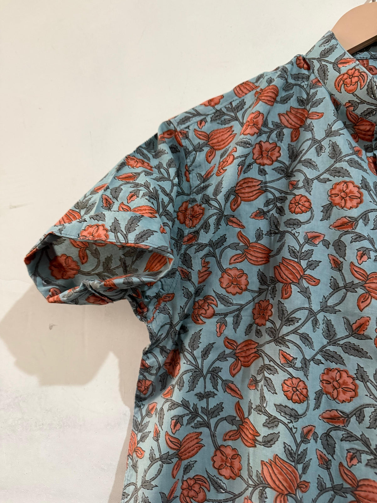 Bold Floral Print Cotton Shirt for Men