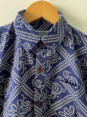 Bandhej Print Cotton Shirt for Boys