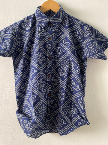 Bandhej Print Cotton Shirt for Boys