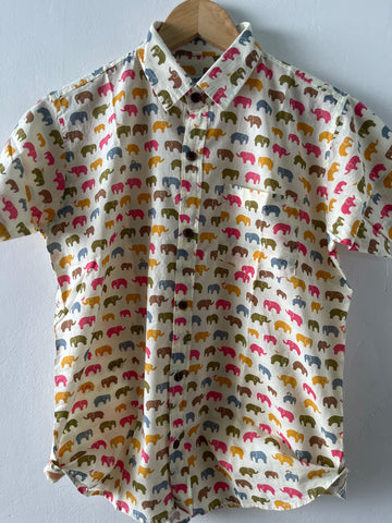 Stylish Elephant Print Kids Cotton Shirt - Pink