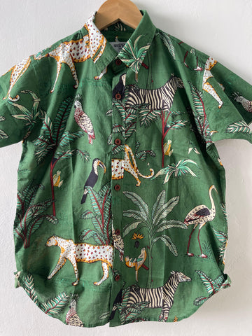 Jungle Print Cotton Kids Shirt - Summer Style